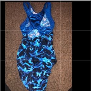 Blue gymnastics leotard